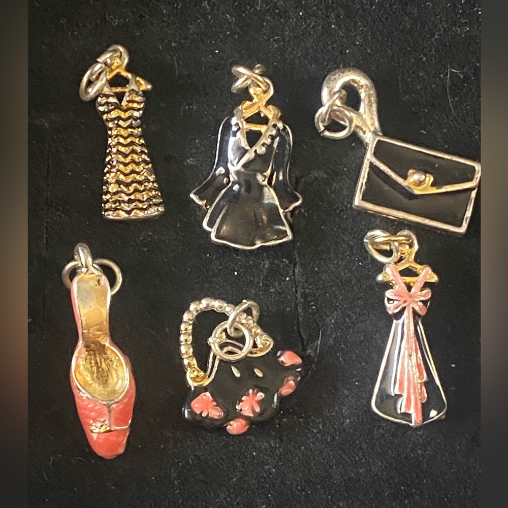 6 Chic Fashion Charm Set, Dress, Purse or Hand Bag, Heels